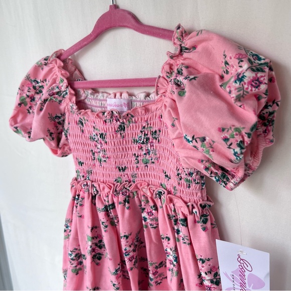 NWT! Bonnie Jean Little Girls Pink Smocked Peasant Floral Dress, Size 3T - Picture 2 of 5